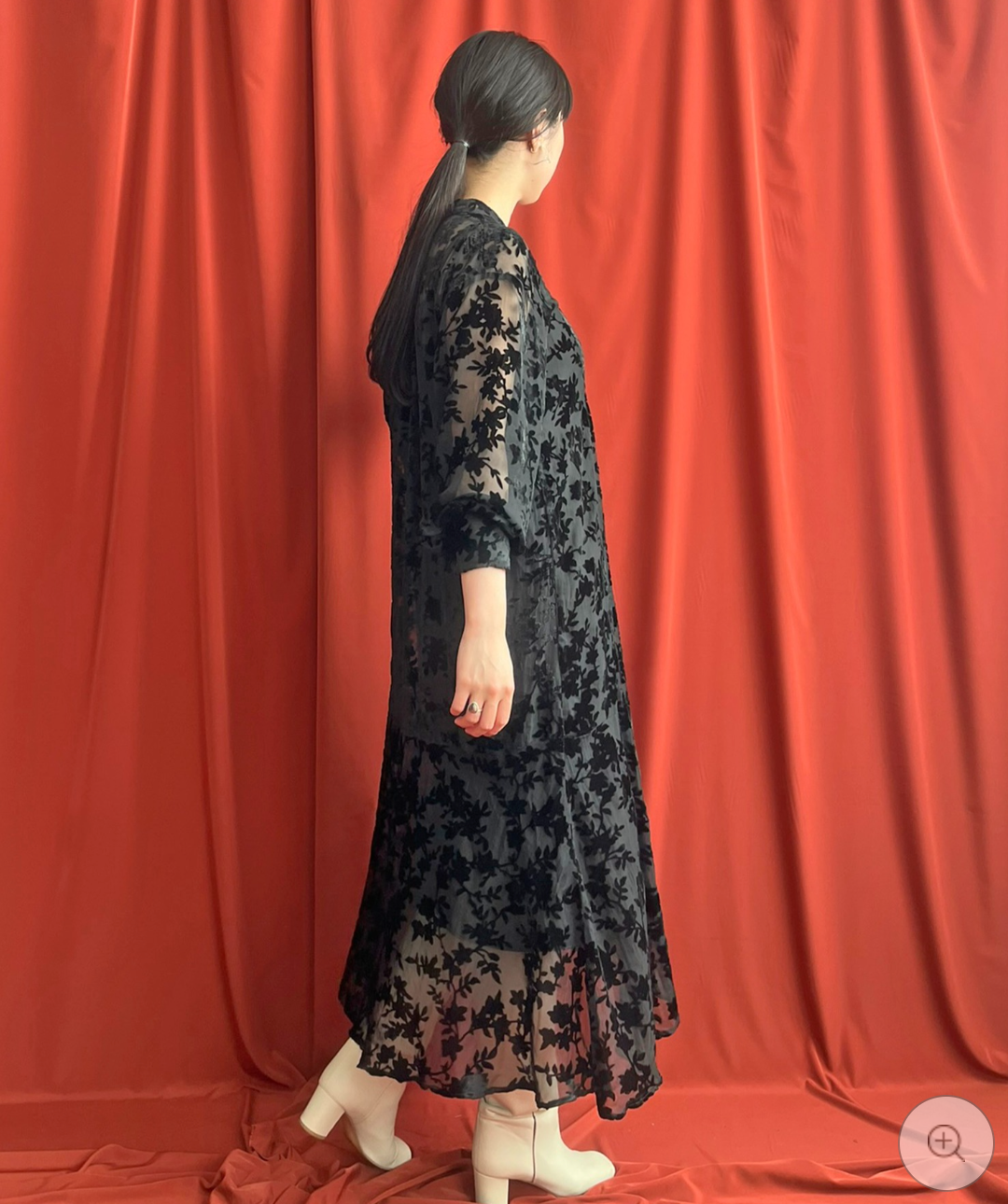 【LHELBIE】シアーベロアワンピース  -ブラック-　※10/22-28頃より順次配送予定