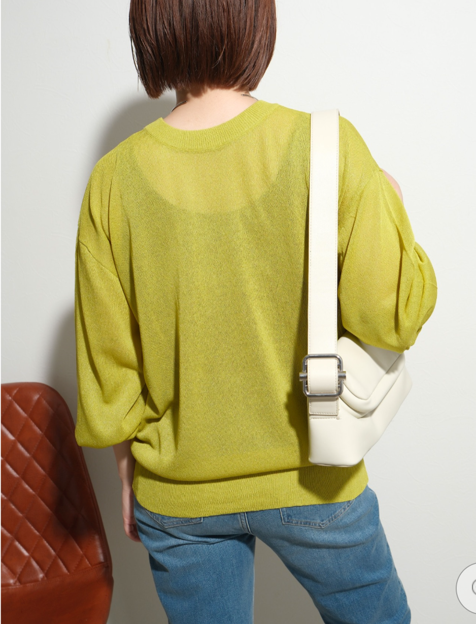 【Palm Riche】シアーロゴニットTOPS  -イエロー-　※10/22-28頃より順次配送予定