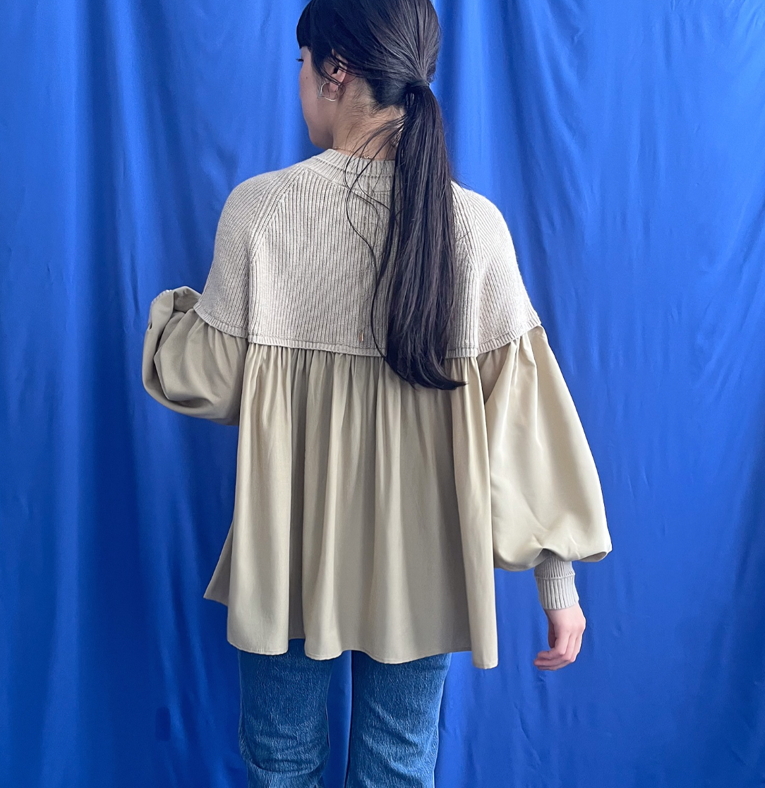 【 LHELBIE】ニットドッキングトップス　- ベージュ-　※12/17～23頃より順次発送予定