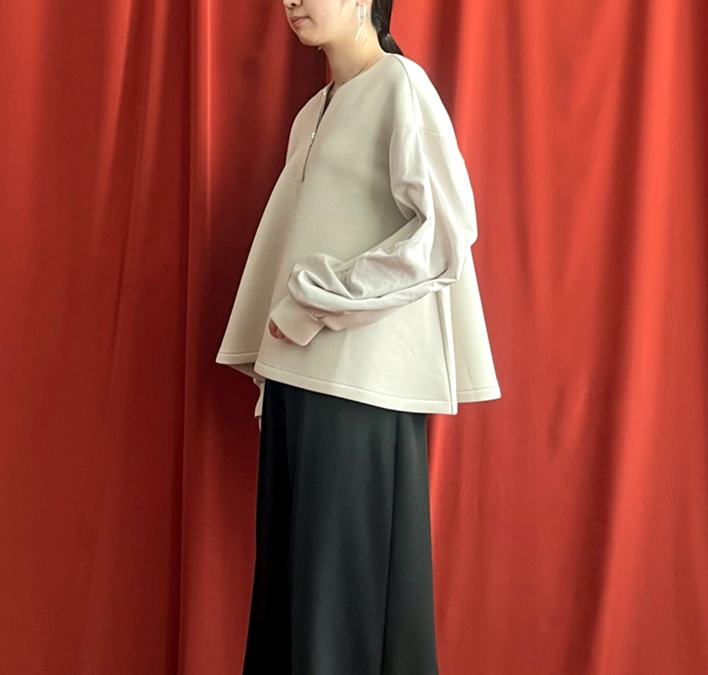 【 LHELBIE】ハーフジップダンボールプルオーバー　-ベージュ-　※11/26〜12/2頃より順次発送予定