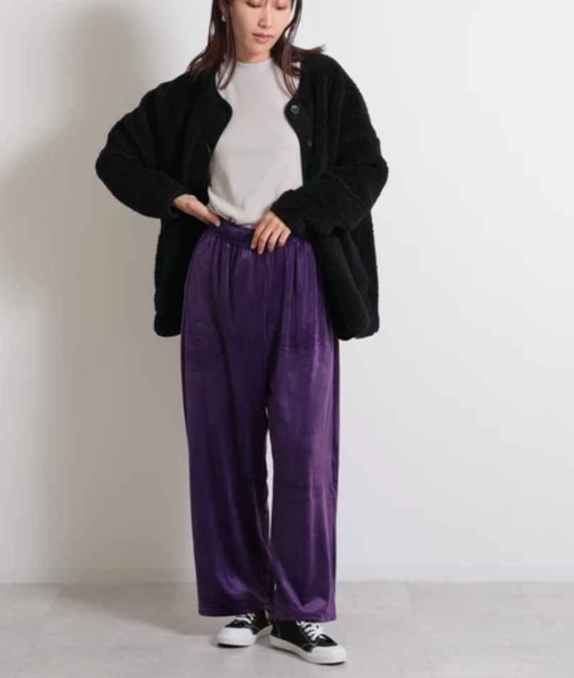 ストレッチベロアロングパンツ　パープル　※11/26〜12/2頃より順次発送予定