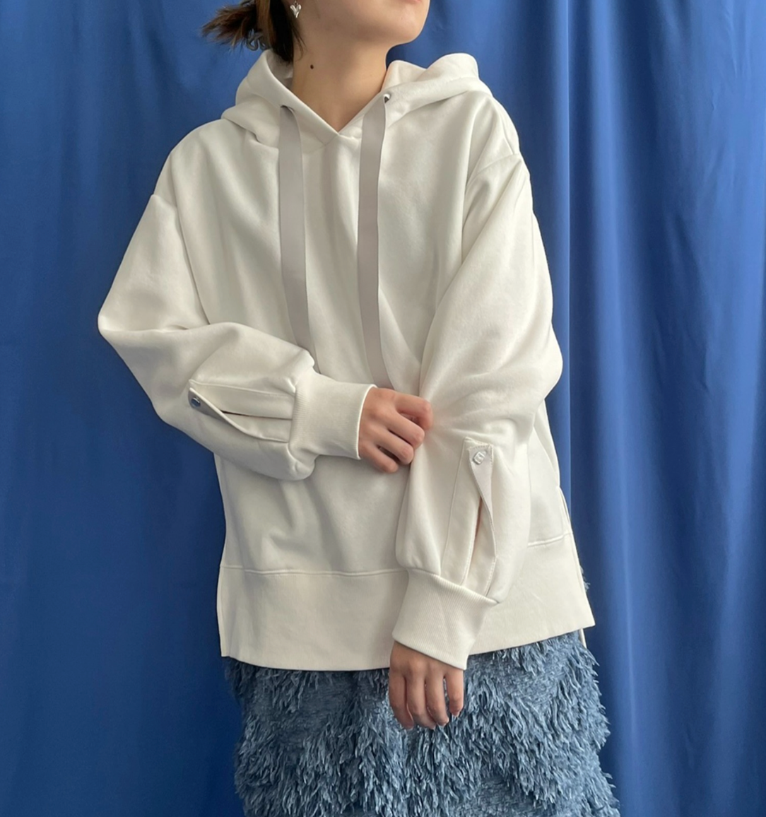 【 LHELBIE】配色テープ裏毛パーカ　-オフホワイト-　※1/14〜20頃より順次発送予定