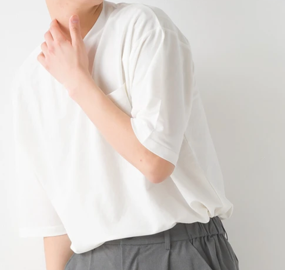 【男女兼用】接触冷感レーヨンナイロンポケットTシャツ半袖ホワイト M ※2/4~10頃より順次配送予定