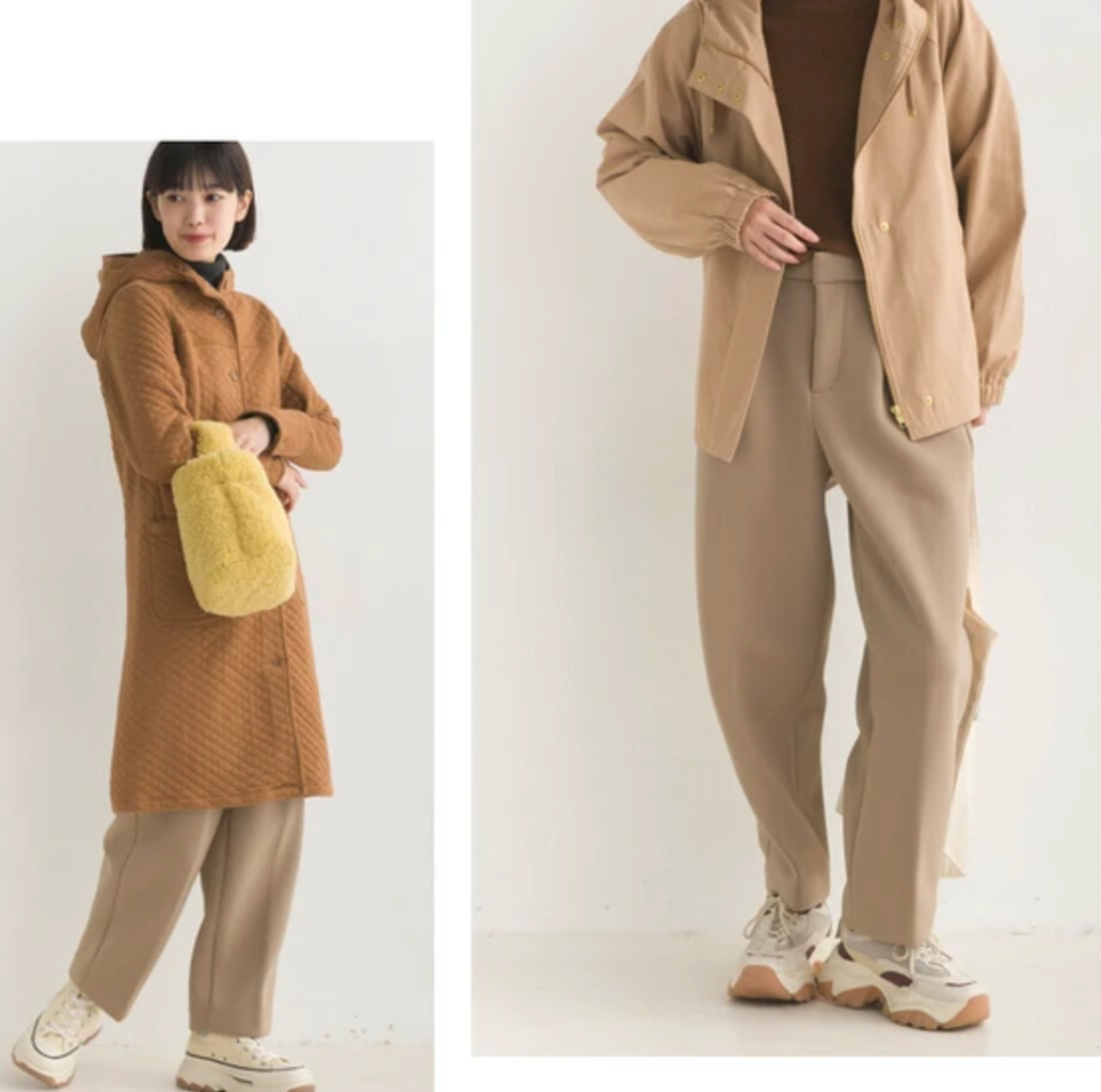スポンジポンチタックパンツ　モカ　※2/12~17頃より順次配送予定