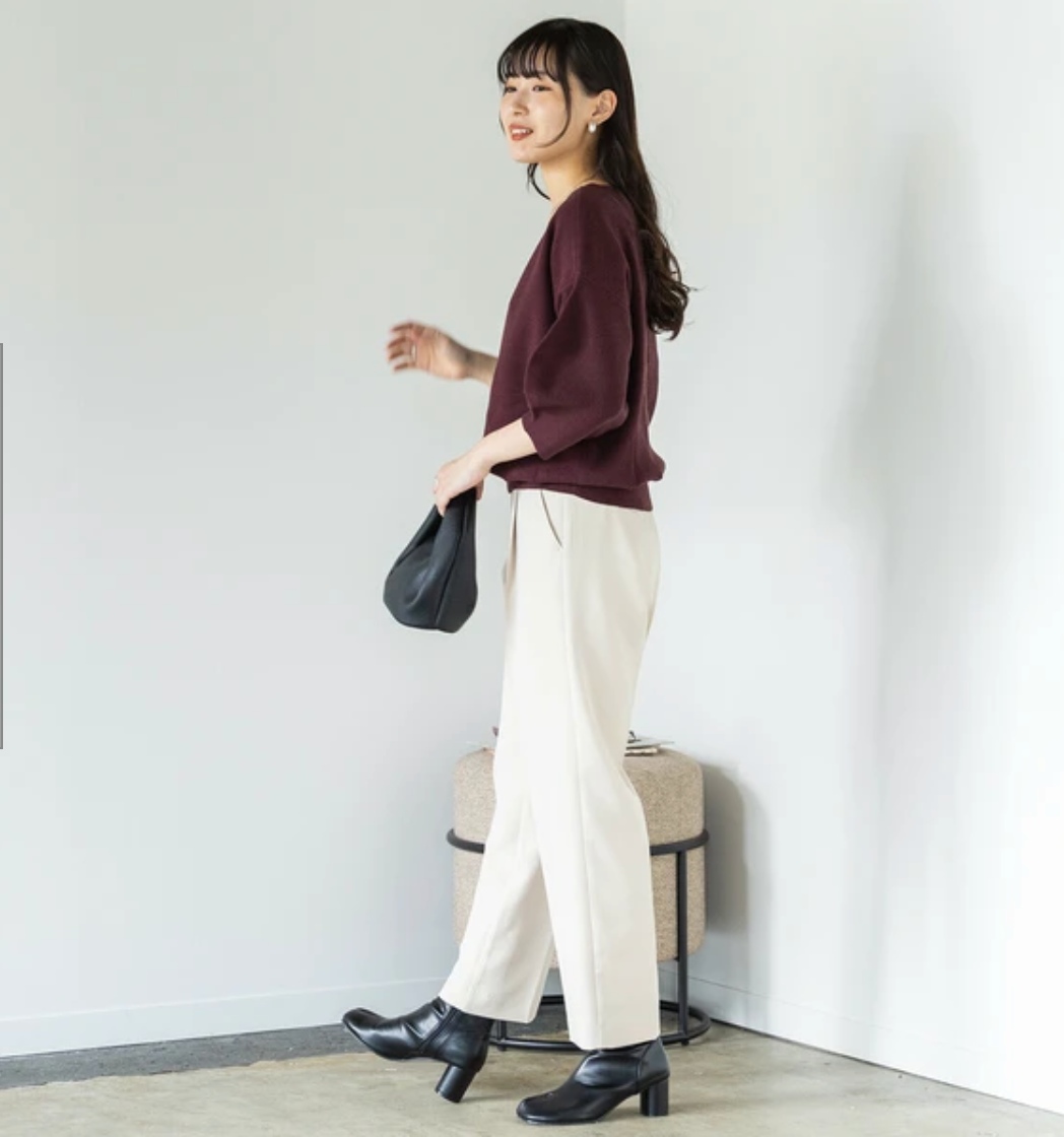 【hunch】静電気防止やわもちヤーン 2WAYぽわんハーフスリーブニット -レッドブラウン-　※3月26日~4月1日迄に順次発送予定