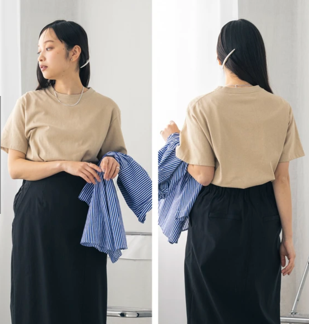 【hunch】 USAコットンOE天竺 ベーシックTシャツ -ベージュ-　※3月26日~4月1日迄に順次発送予定