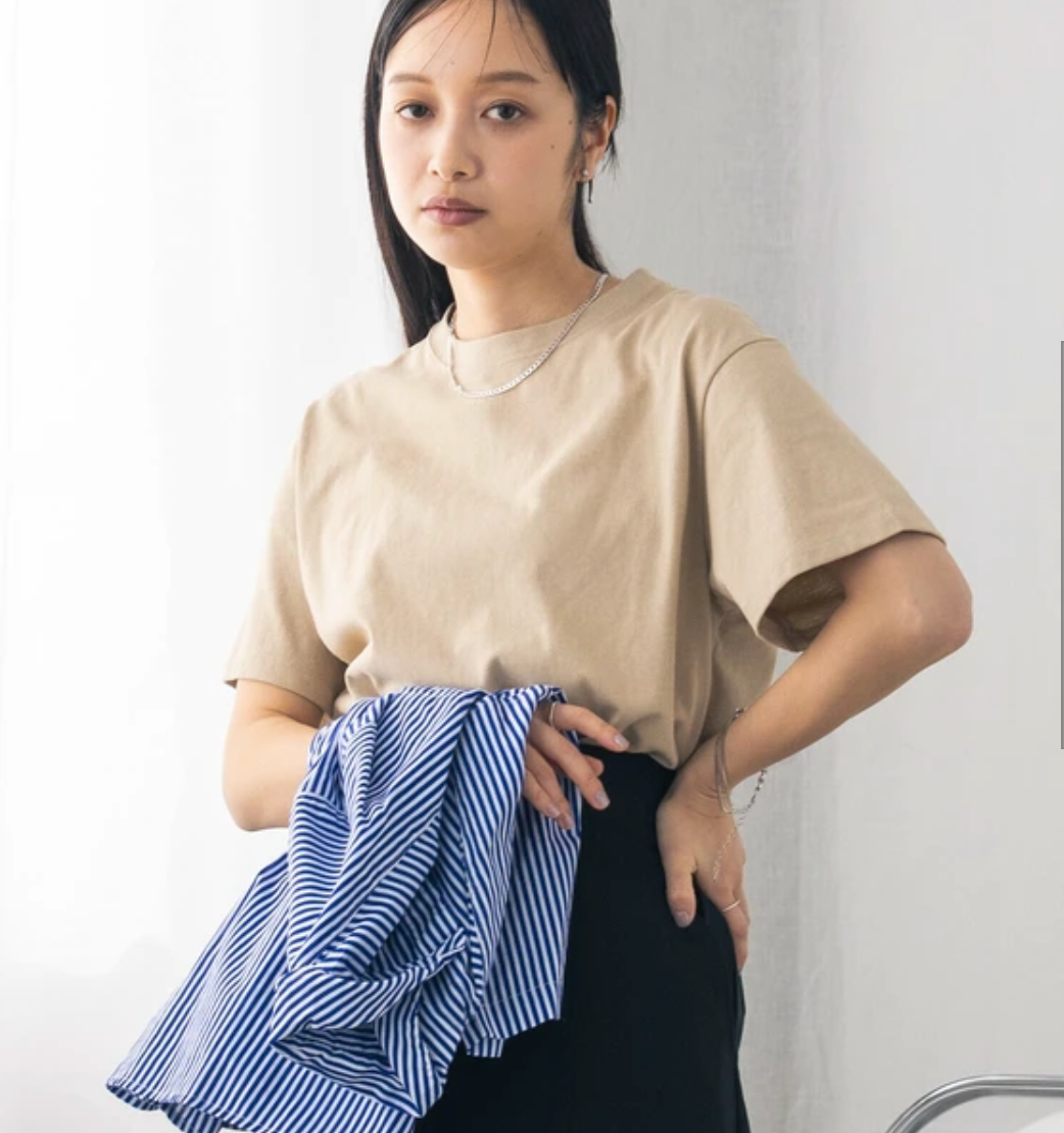 【hunch】 USAコットンOE天竺 ベーシックTシャツ -ベージュ-　※3月26日~4月1日迄に順次発送予定