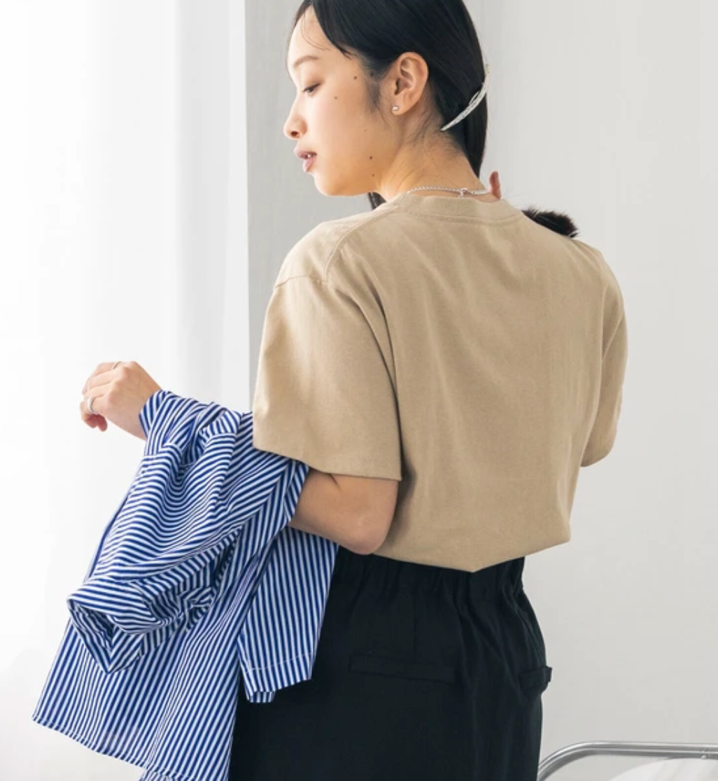 【hunch】 USAコットンOE天竺 ベーシックTシャツ -ベージュ-　※3月26日~4月1日迄に順次発送予定