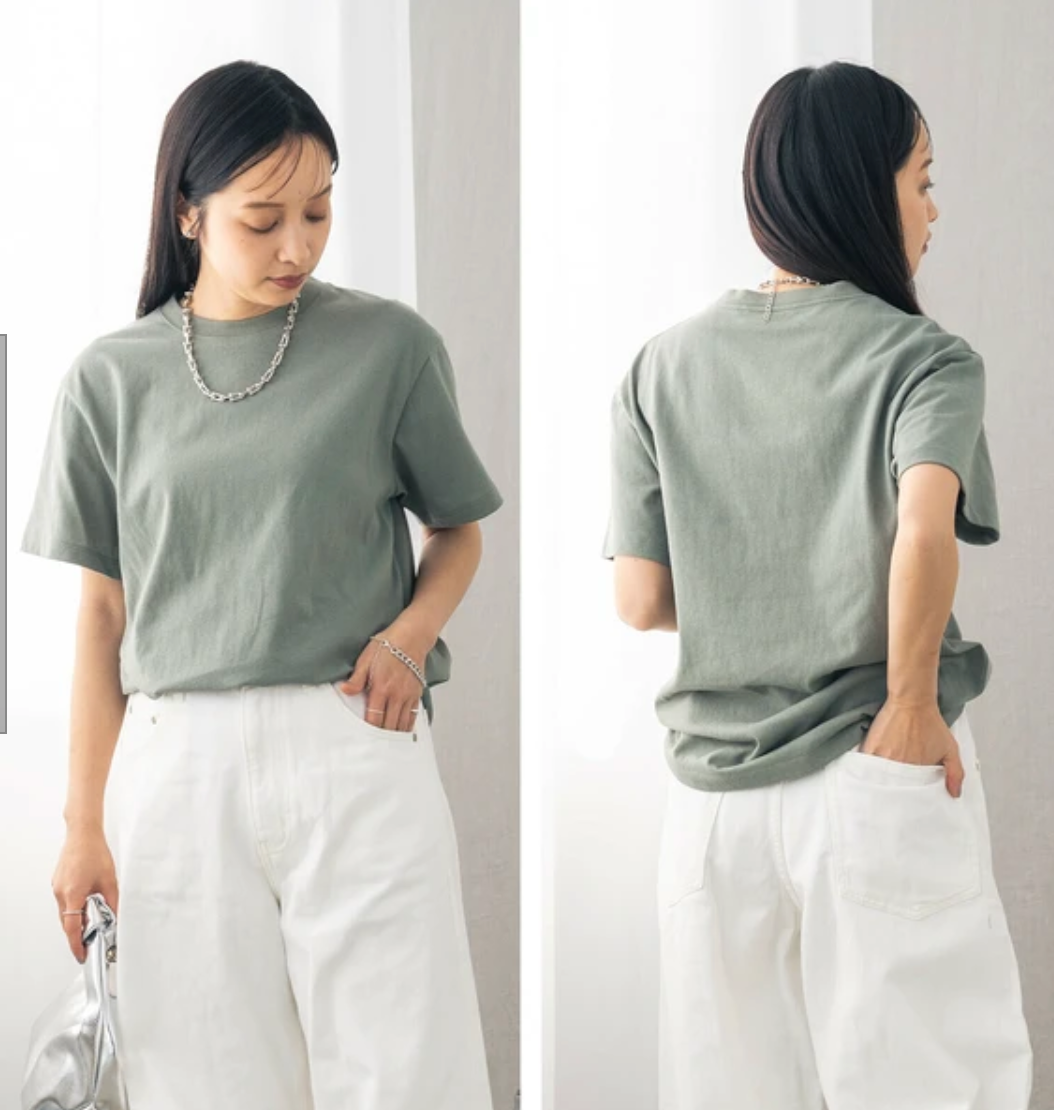 【hunch】 USAコットンOE天竺 ベーシックTシャツ -グリーン-　※3月26日~4月1日迄に順次発送予定