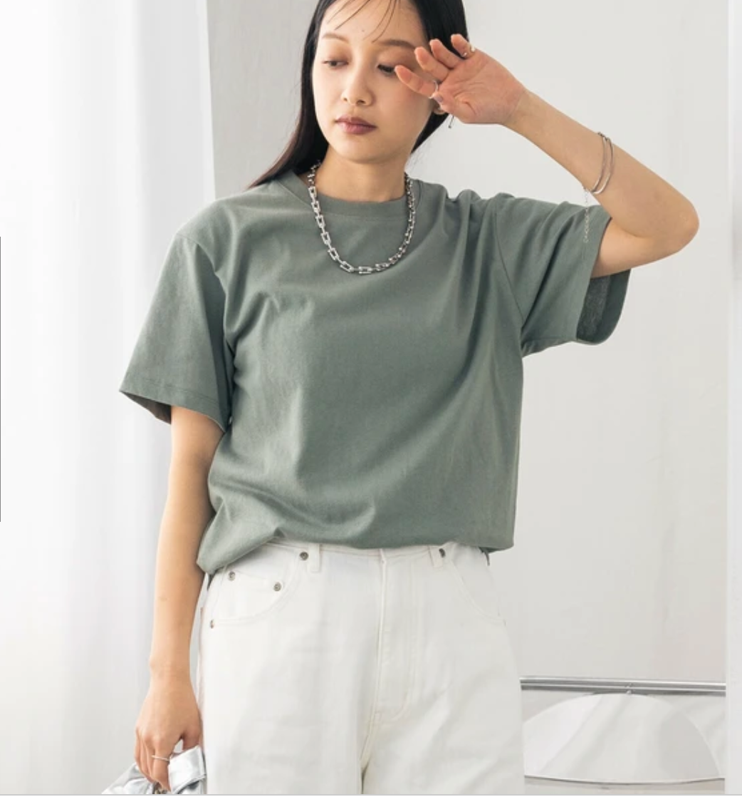 【hunch】 USAコットンOE天竺 ベーシックTシャツ -グリーン-　※3月26日~4月1日迄に順次発送予定