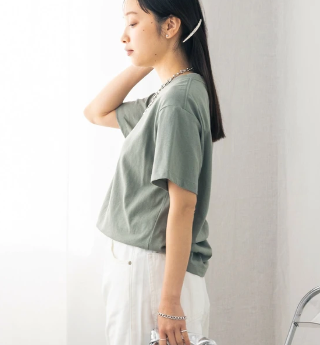 【hunch】 USAコットンOE天竺 ベーシックTシャツ -グリーン-　※3月26日~4月1日迄に順次発送予定