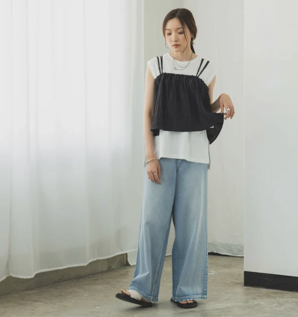 【hunch】PLワッシャーキャミ  -ブラック-※5/14〜5/20迄に順次発送予定