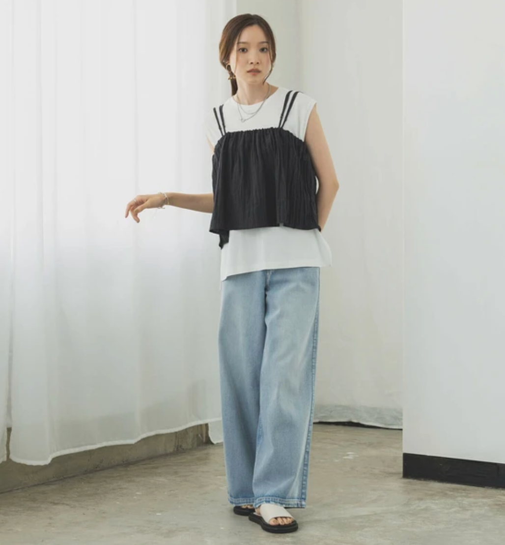 【hunch】PLワッシャーキャミ  -ブラック-※5/14〜5/20迄に順次発送予定