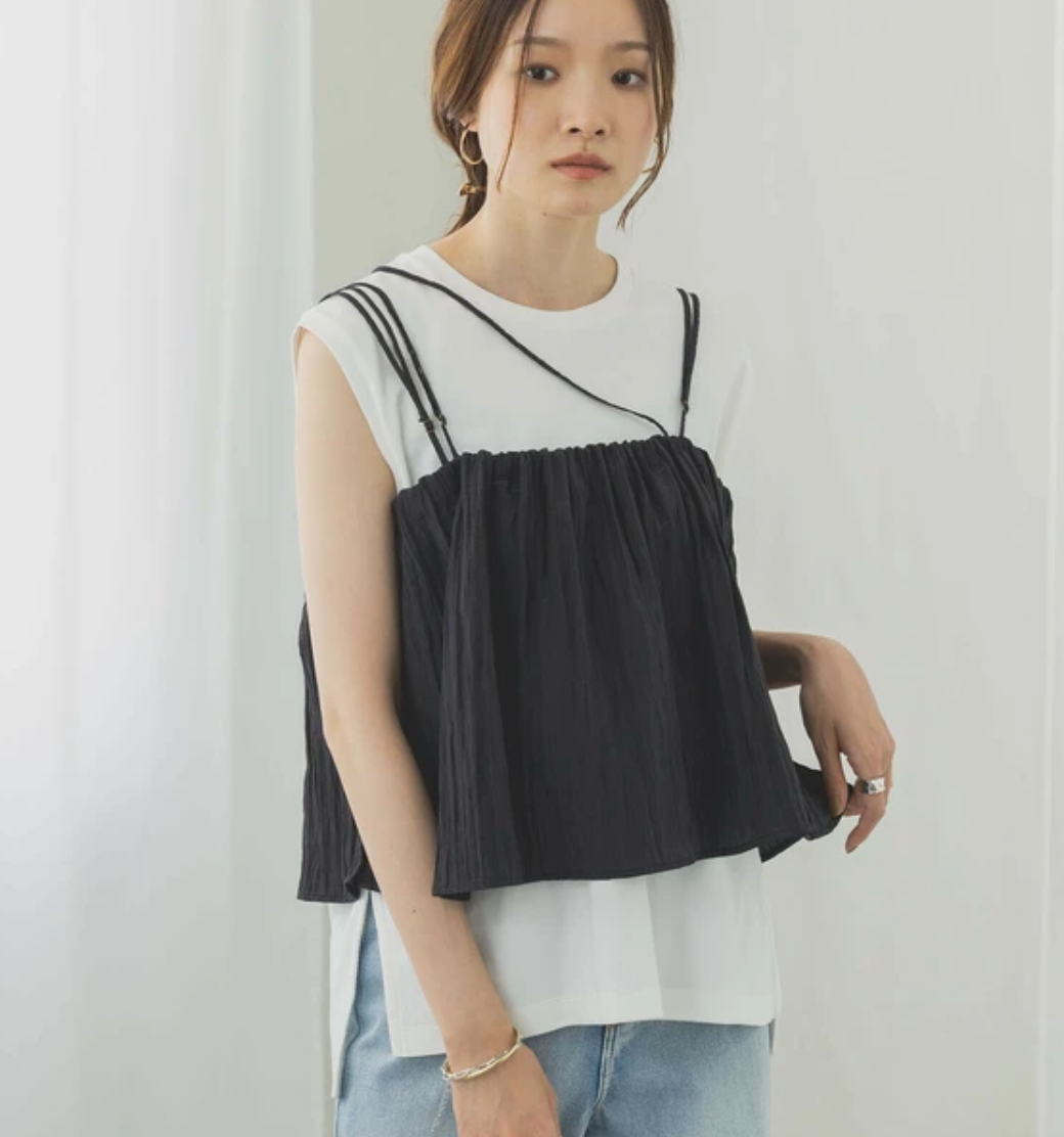 【hunch】PLワッシャーキャミ  -ブラック-※5/14〜5/20迄に順次発送予定