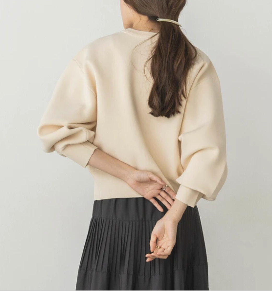 【hunch】ジャガード編み ジップショートカーディガン 　-アイボリー【ラメなし】‐　※3月26日~4月1日迄に順次発送予定