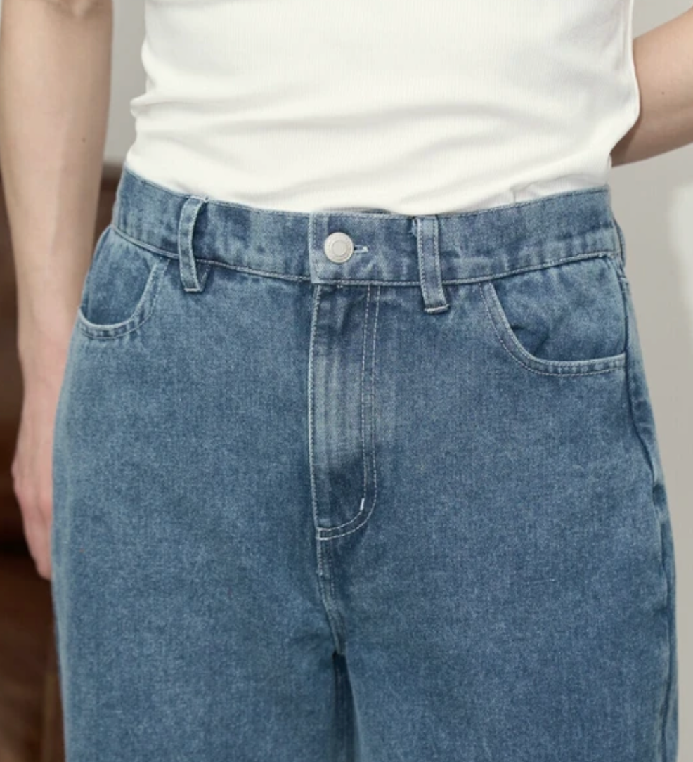 【2025春夏新作】デニムカーブパンツ/バレルパンツ ブルー※4/23~4/29迄に順次発送予定