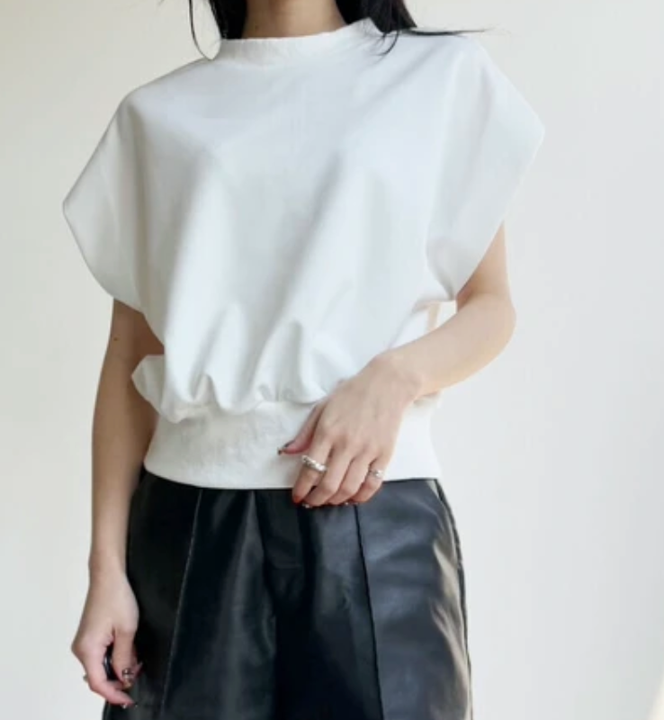 前後2WAYポンチフレンチスリーブTシャツ　-ホワイト-※4/16~22迄に順次発送予定