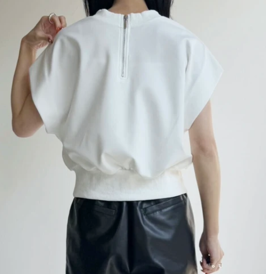 前後2WAYポンチフレンチスリーブTシャツ　-ホワイト-※4/16~22迄に順次発送予定