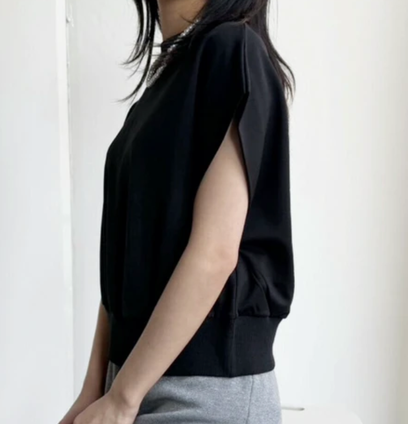 ポンチフレンチスリーブTシャツ -ブラック-　※5/7~5/13迄に順次発送予定