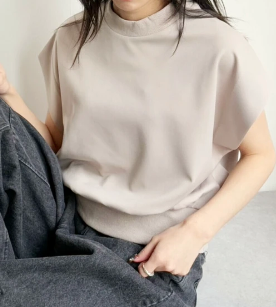 ポンチフレンチスリーブTシャツ -ライトベージュ-　※5/7~5/13迄に順次発送予定