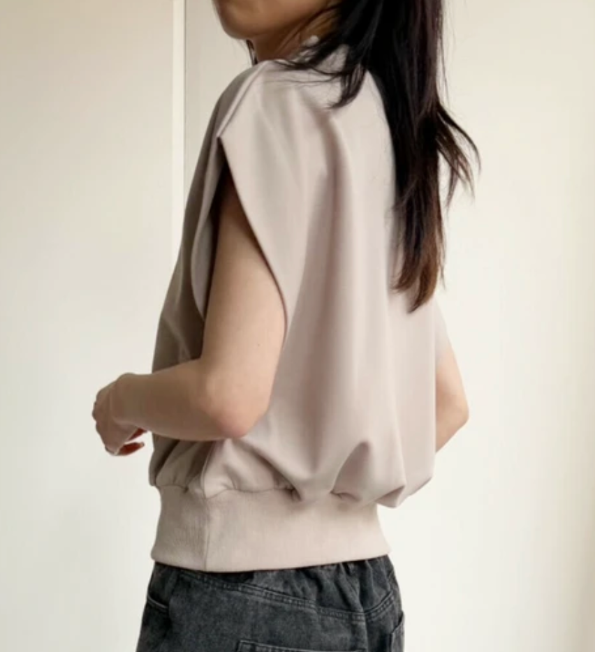ポンチフレンチスリーブTシャツ -ライトベージュ-　※5/7~5/13迄に順次発送予定