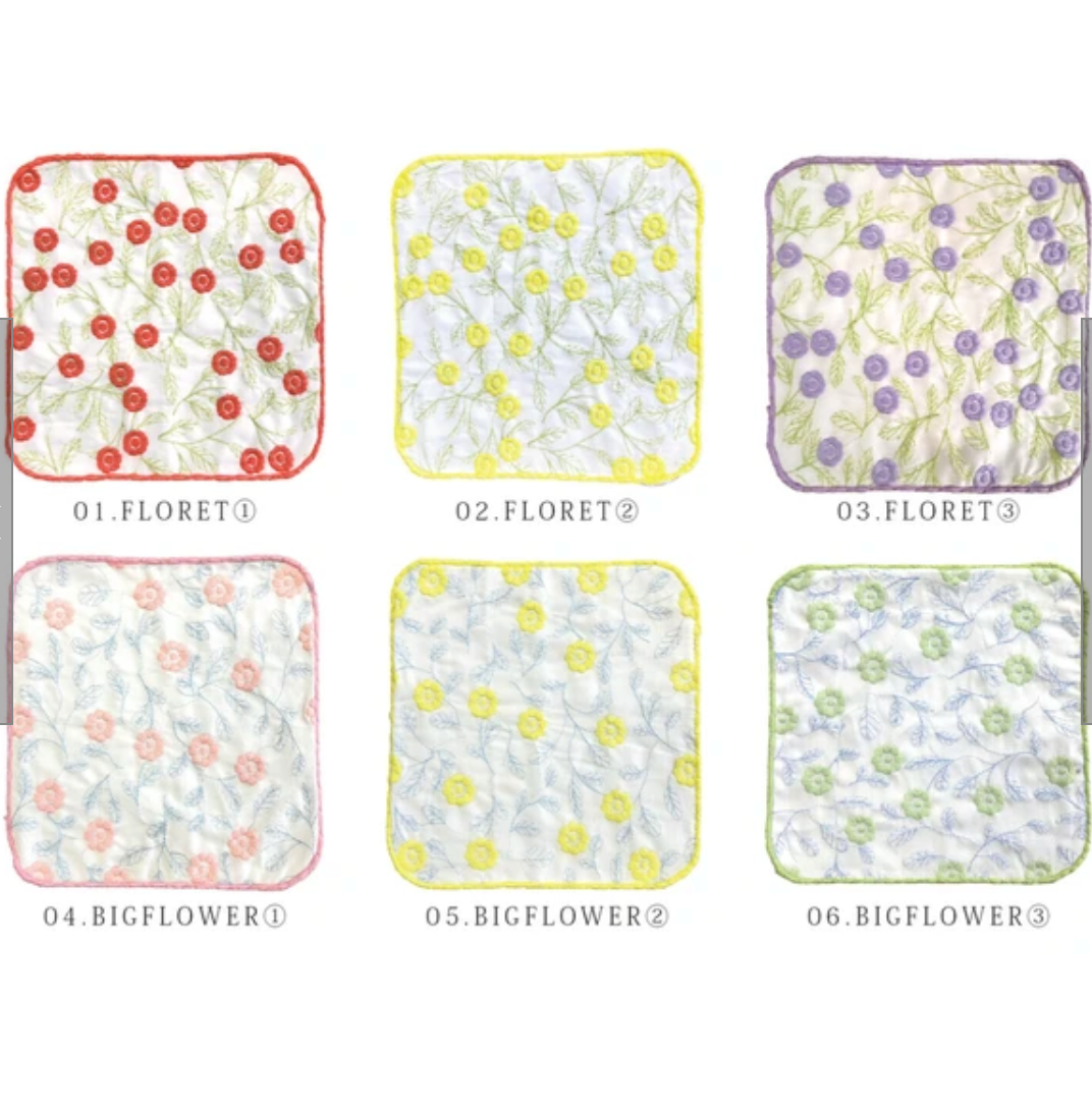 エンブロイダリーハンカチタオル　 -FLORET1　レッド-　※4/16~4/22頃より順次発送