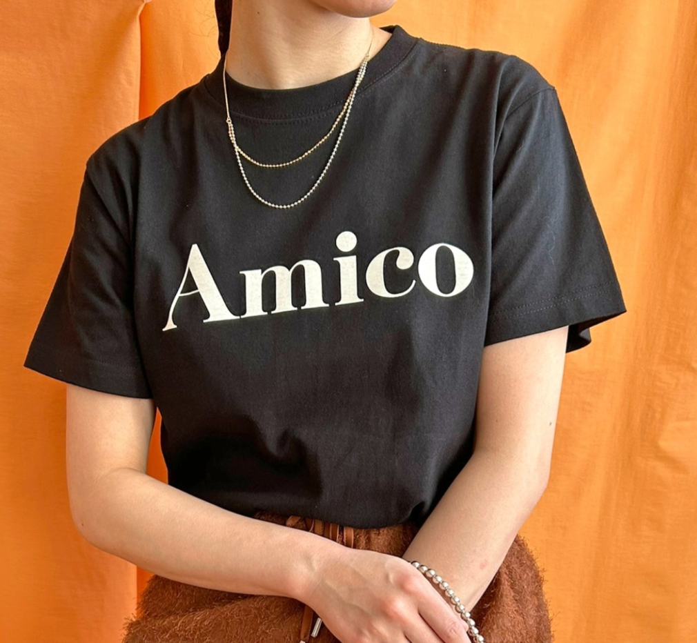 【 LHELBIE】AmicoフロッキーロゴTシャツ　-ブラック-　※4/30~5/6迄に順次発送予定