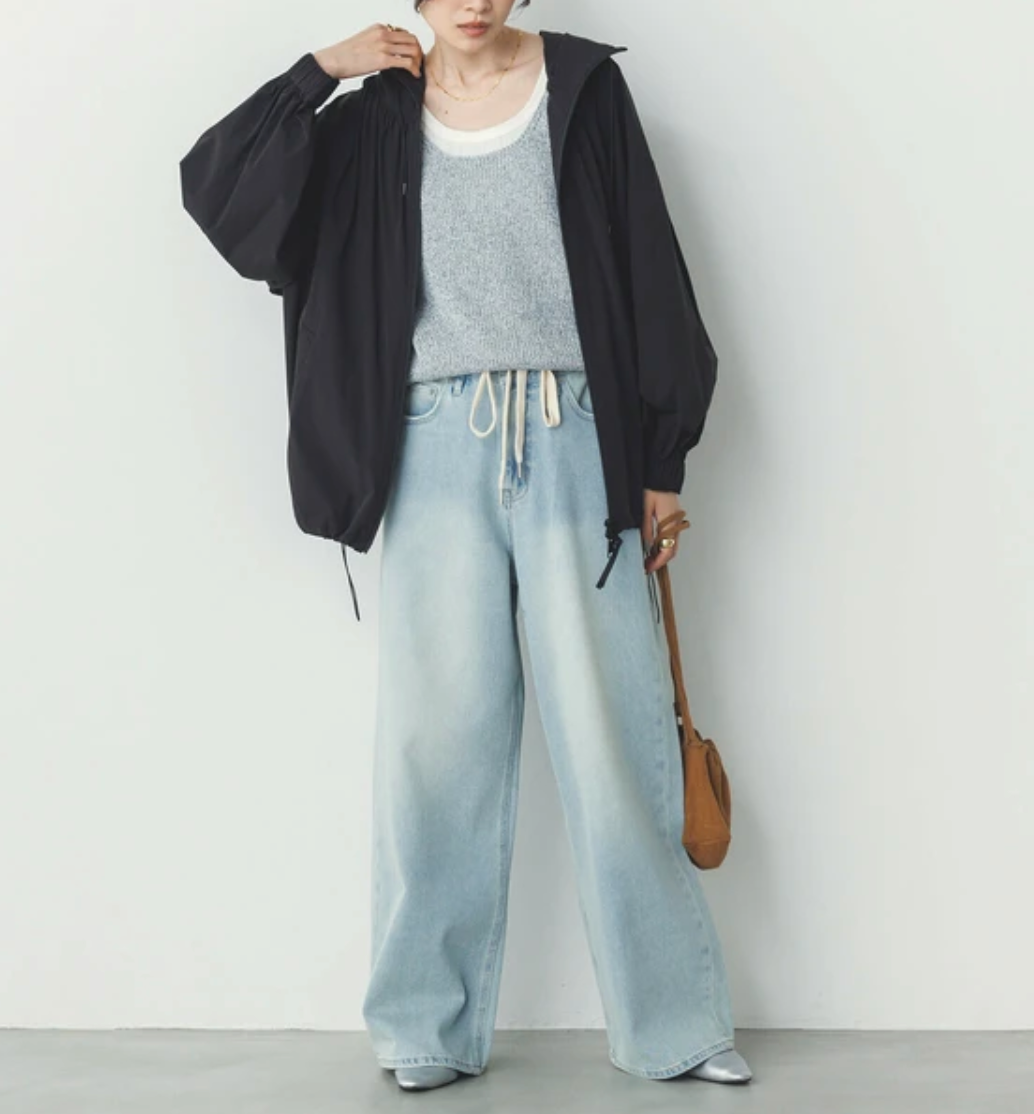 【hunch】接触冷感(薄手)フード付ギャザーブルゾン　※7/2~7/8迄に順次発送予定
