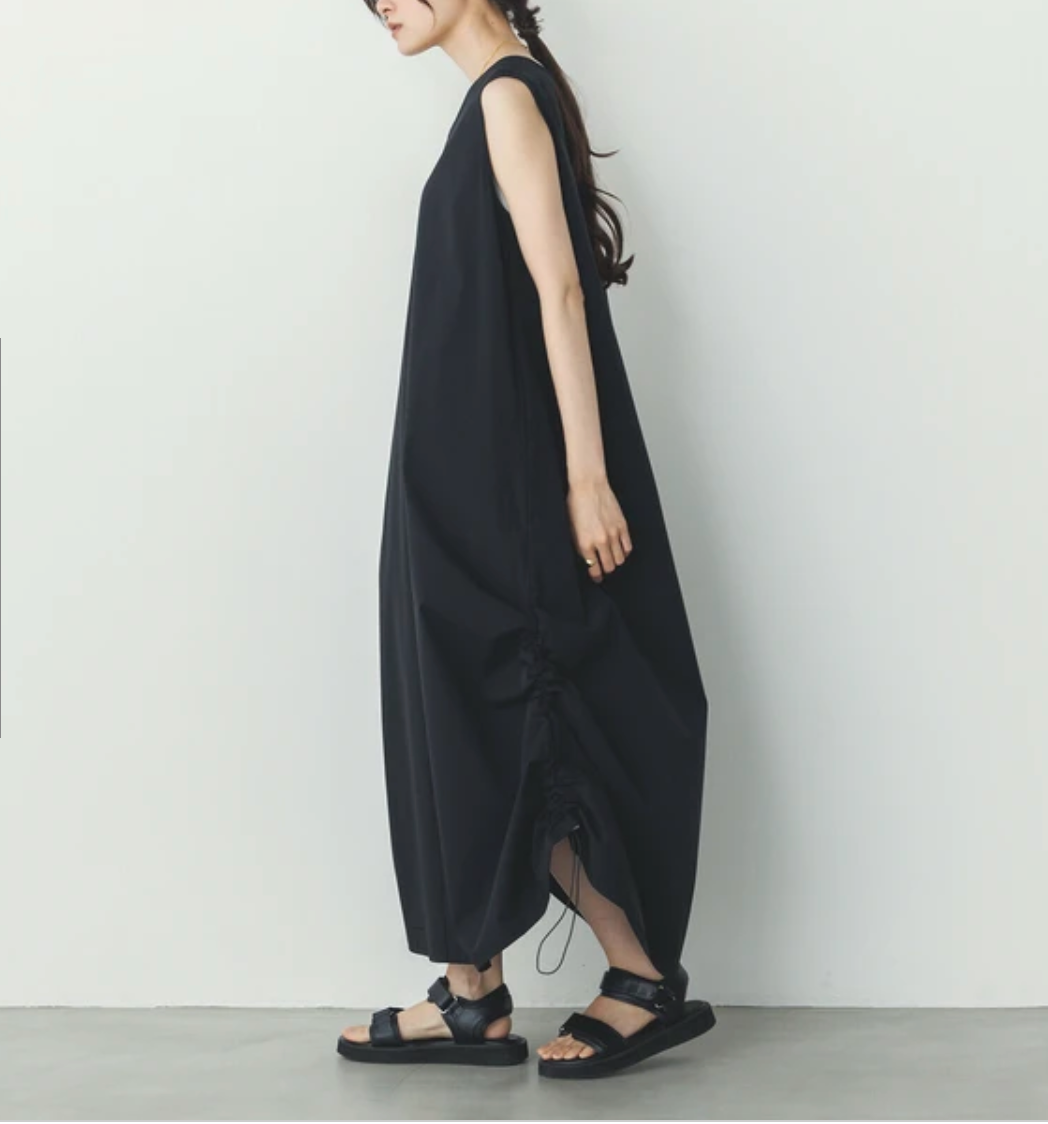 【hunch】接触冷感(厚手)サイドギャザーワンピース 　※7/16〜22迄に順次発送予定