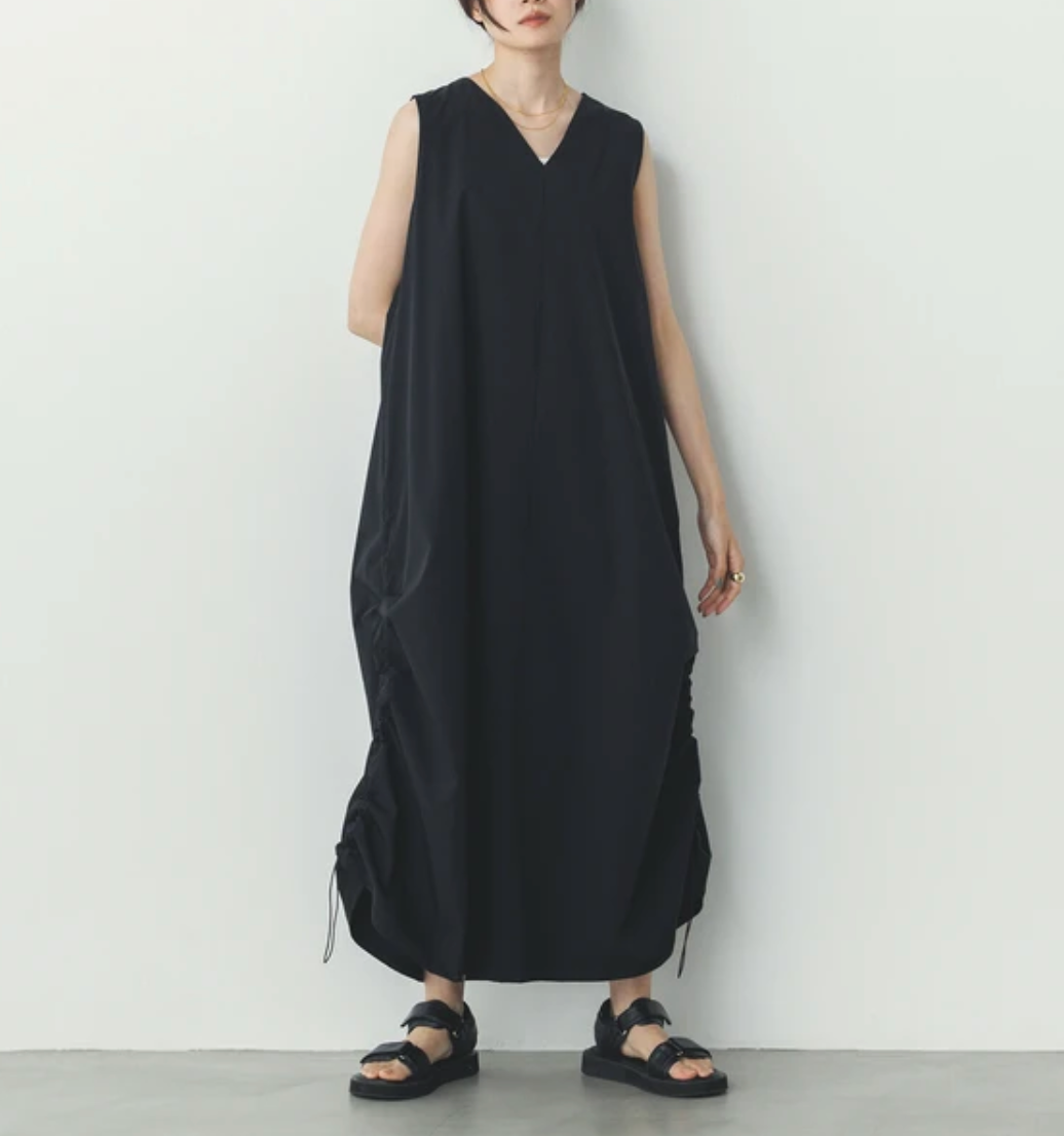 【hunch】接触冷感(厚手)サイドギャザーワンピース 　※7/16〜22迄に順次発送予定