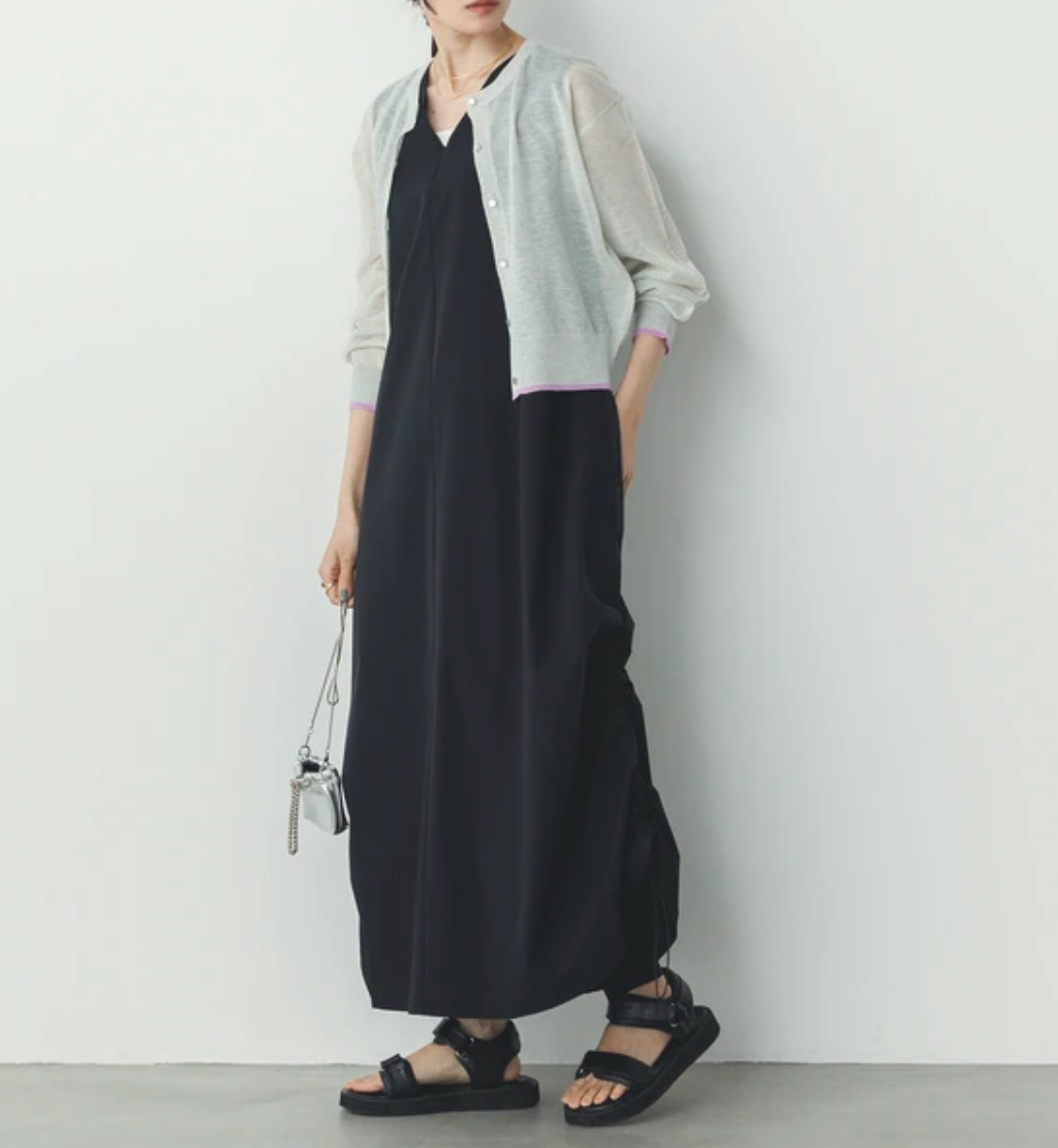 【hunch】接触冷感(厚手)サイドギャザーワンピース 　※7/16〜22迄に順次発送予定