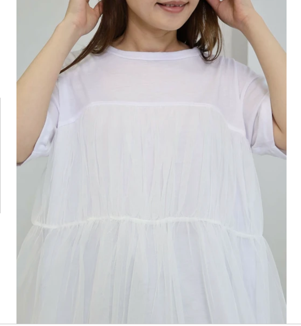 チュールティアードTシャツ -ホワイト-　※5/21〜27頃より頃順次配送