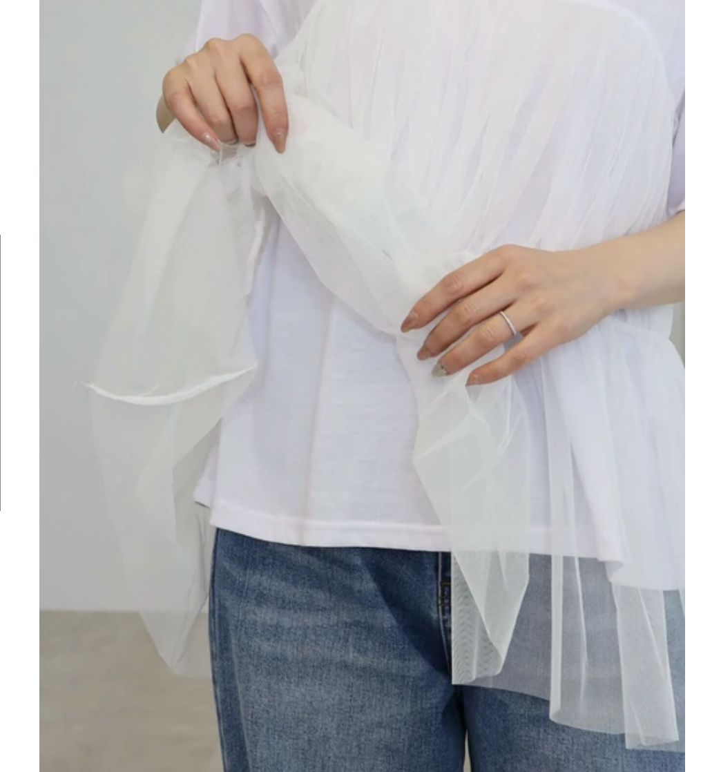 チュールティアードTシャツ -ホワイト-　※5/21〜27頃より頃順次配送