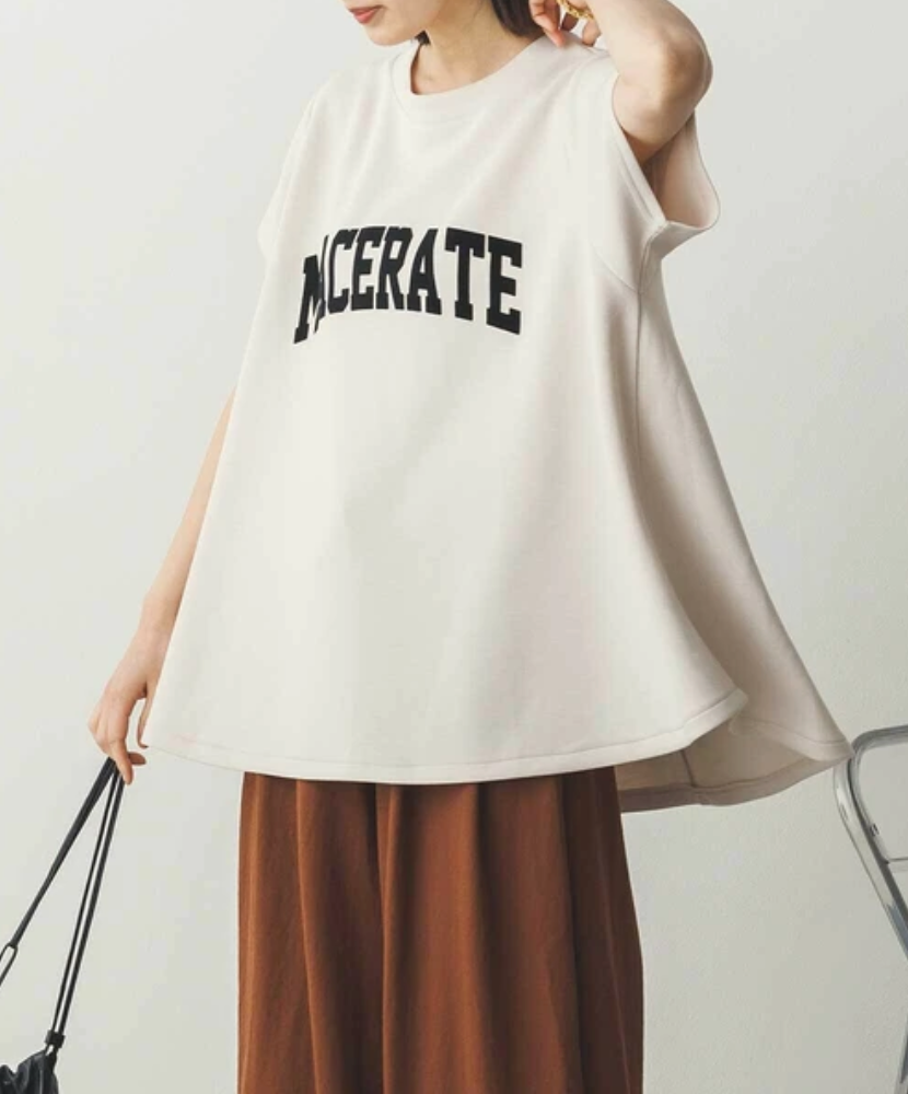 【ぞうねこ別注】フロッキーロゴフレアTシャツ　-アイボリー-　※8/6〜8/12迄に順次発送予定