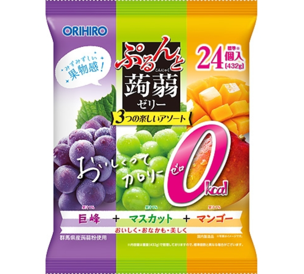 ぷるんと蒟蒻ゼリー /パウチ 24個入(アソートタイプ)　-巨峰＋マスカット＋マンゴー-　※8/6〜12迄に順次発送予定