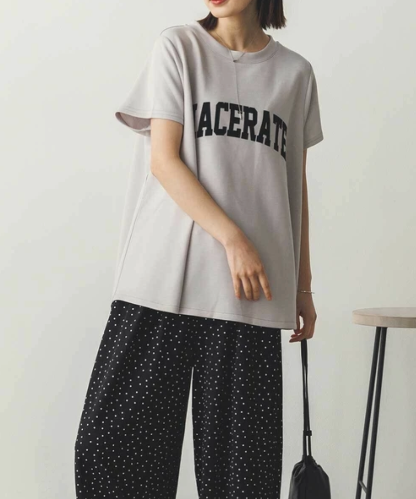 【ぞうねこ別注】フロッキーロゴフレアTシャツ　-グレージュ-　※8/6〜8/12迄に順次発送予定