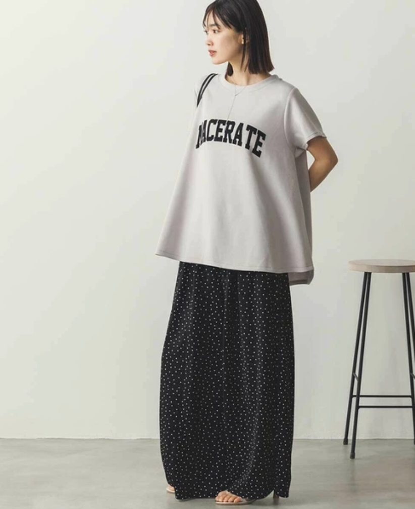 【ぞうねこ別注】フロッキーロゴフレアTシャツ　-グレージュ-　※8/6〜8/12迄に順次発送予定