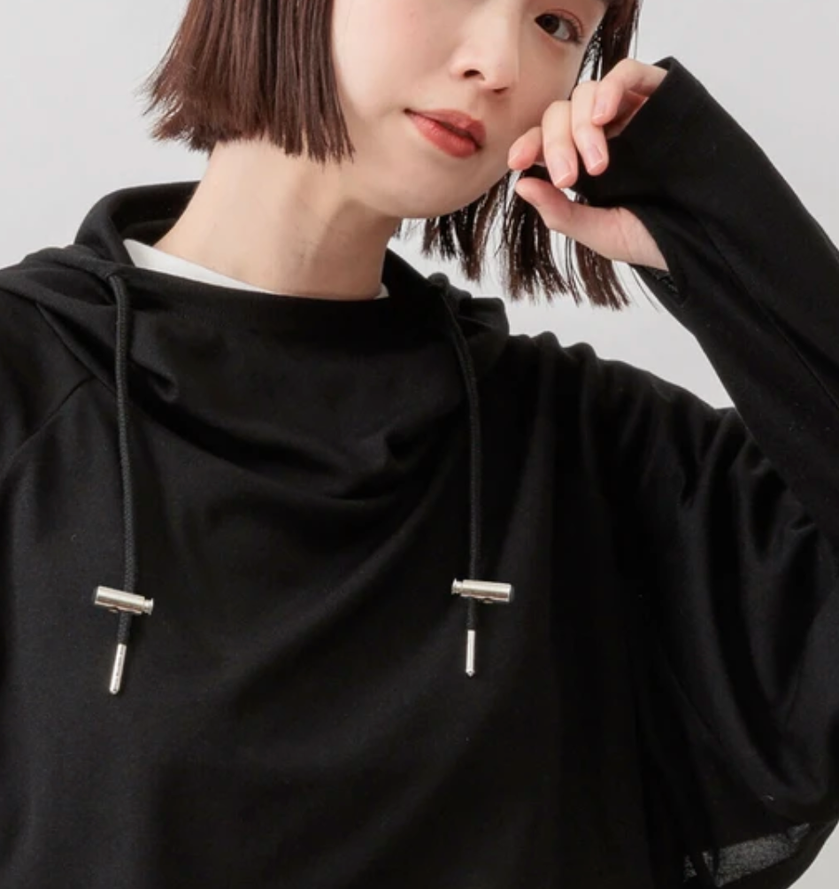 接触冷感UV フード付きポンチョ　-ブラック-　※8/6〜12迄に順次発送予定