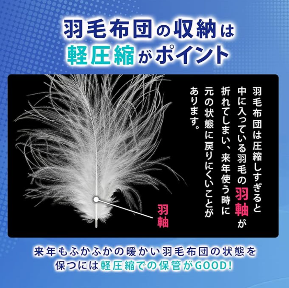 羽毛布団を小さく収納するケース -紺-　※7/16〜22迄に順次発送予定