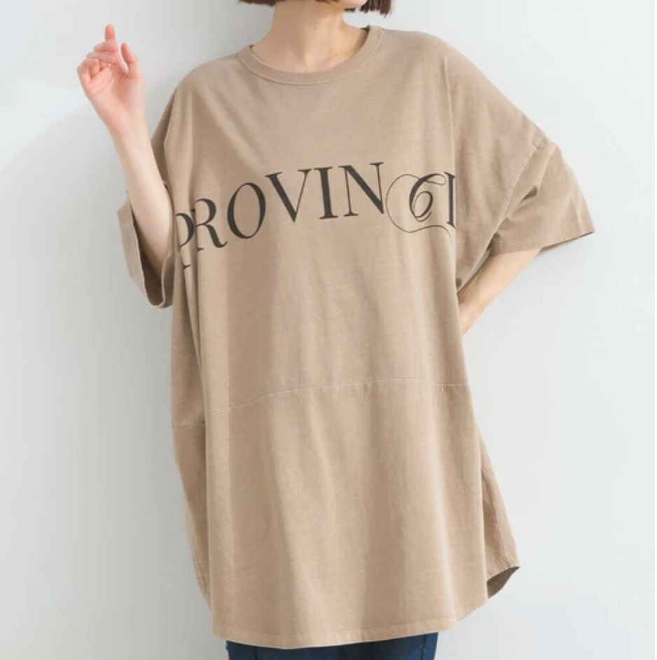 ピグメントロゴプリントTシャツ　-グレージュ-　※7/9〜15迄に順次発送予定