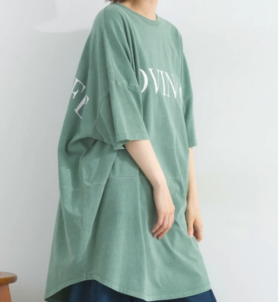 ピグメントロゴプリントTシャツ　-グリーン-　※7/9〜15迄に順次発送予定