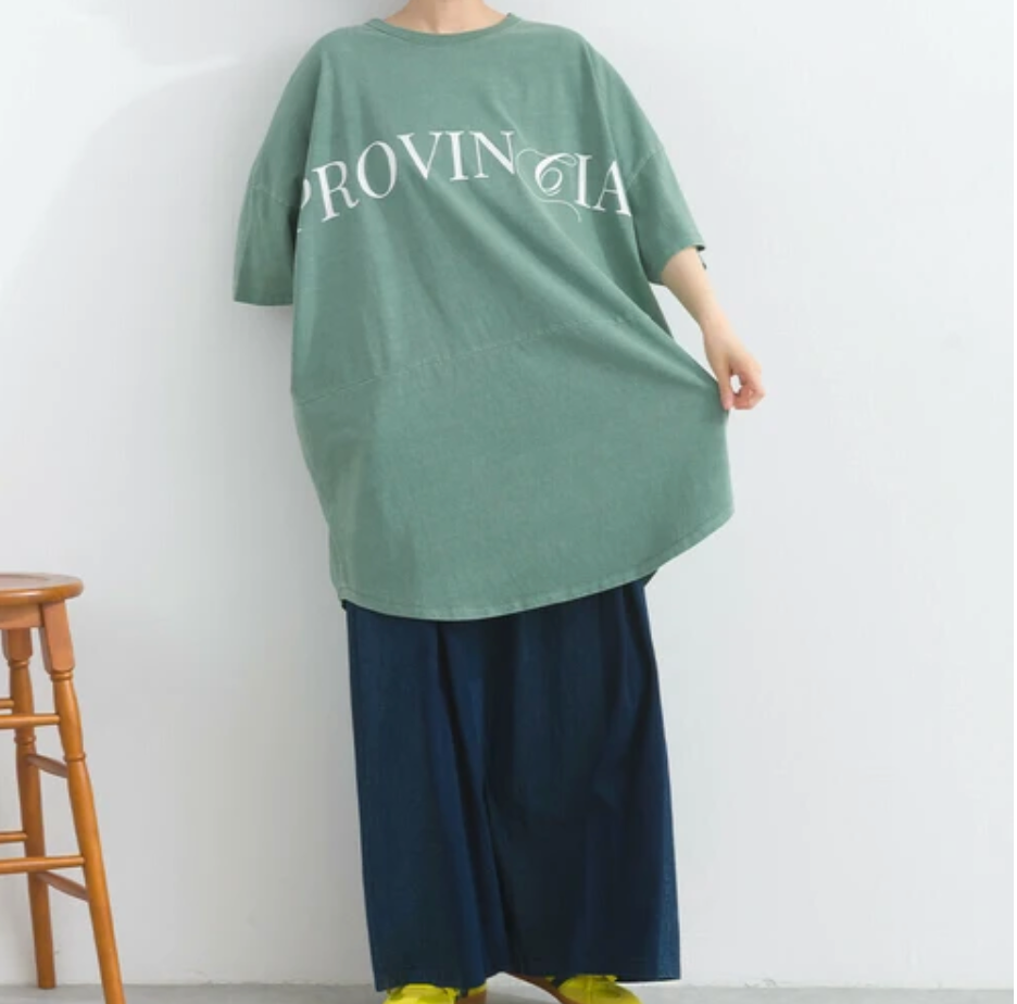 ピグメントロゴプリントTシャツ　-グリーン-　※7/9〜15迄に順次発送予定