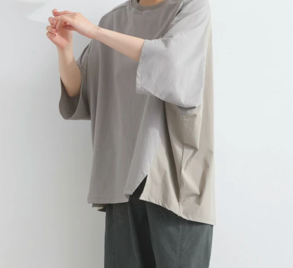 リップストップ天竺ドルマンTシャツ　-グレージュ-　※7/9〜15迄に順次発送予定