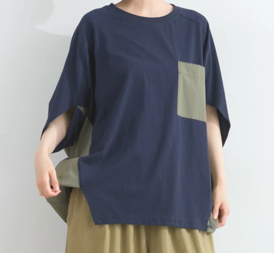 リップストップ天竺ドルマンTシャツ　-ネイビー-　※7/9〜15迄に順次発送予定
