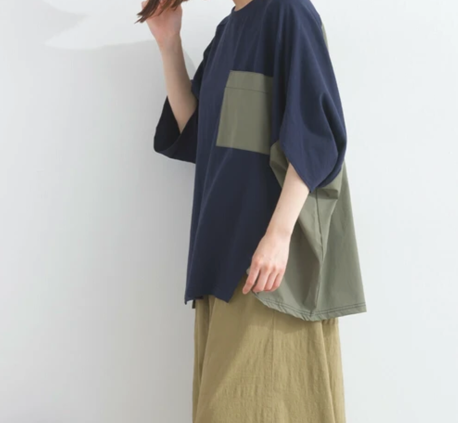 リップストップ天竺ドルマンTシャツ　-ネイビー-　※7/9〜15迄に順次発送予定