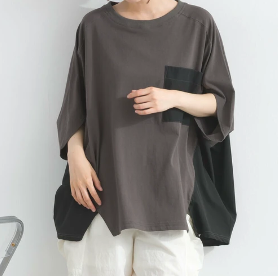 リップストップ天竺ドルマンTシャツ　-チャコール-　※7/9〜15迄に順次発送予定