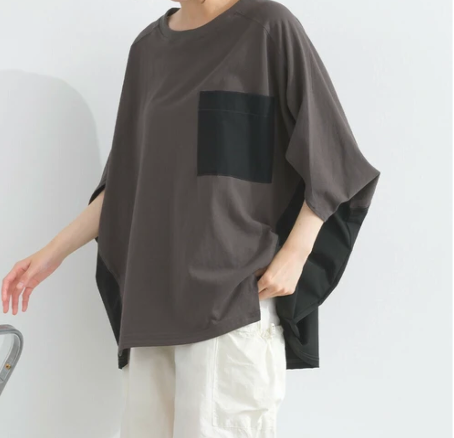 リップストップ天竺ドルマンTシャツ　-チャコール-　※7/9〜15迄に順次発送予定