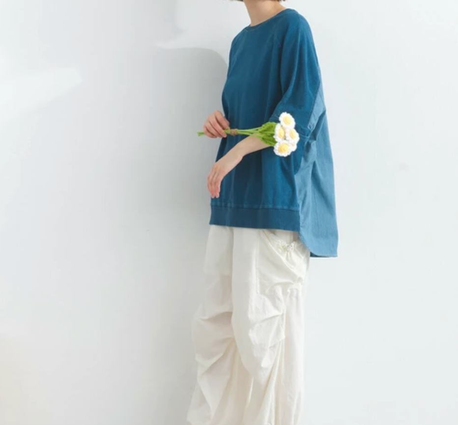 バックシャンデニムTシャツ　-ブルー-　※7/9〜15迄に順次発送予定