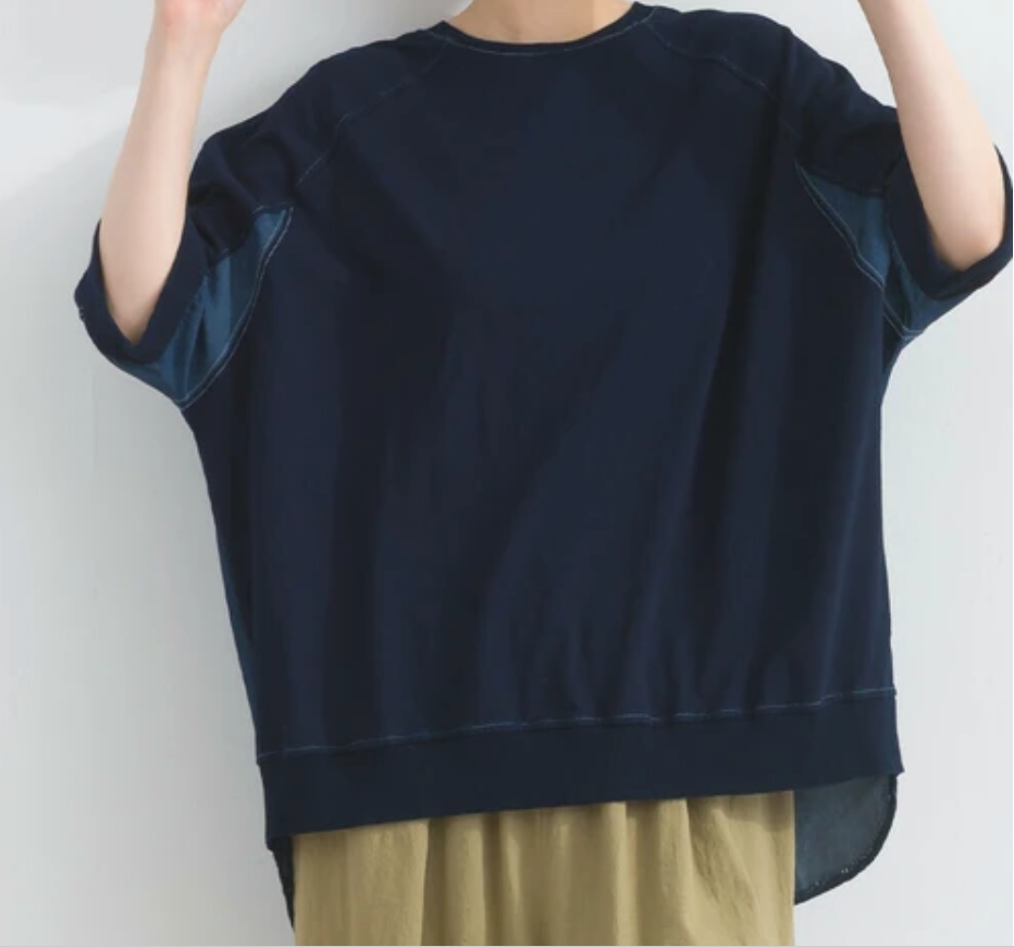 バックシャンデニムTシャツ　-ネイビー-　※7/9〜15迄に順次発送予定