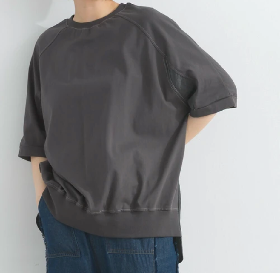 バックシャンデニムTシャツ　-チャコール-　※7/9〜15迄に順次発送予定
